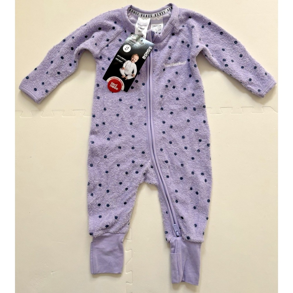 BONDS Baby Pajamas Wondersuit Poodlette Infant Mittens Socks-Size 0-3 Months